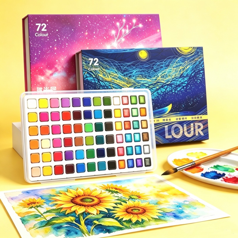 Watercolor Paint Set Solid Pigment - Set de pigmentos portátiles para dibujo,