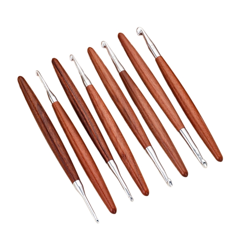 Wooden Crochet Hooks Ergonomic Handle - Gancho ganchillo con madera F68E, 8
