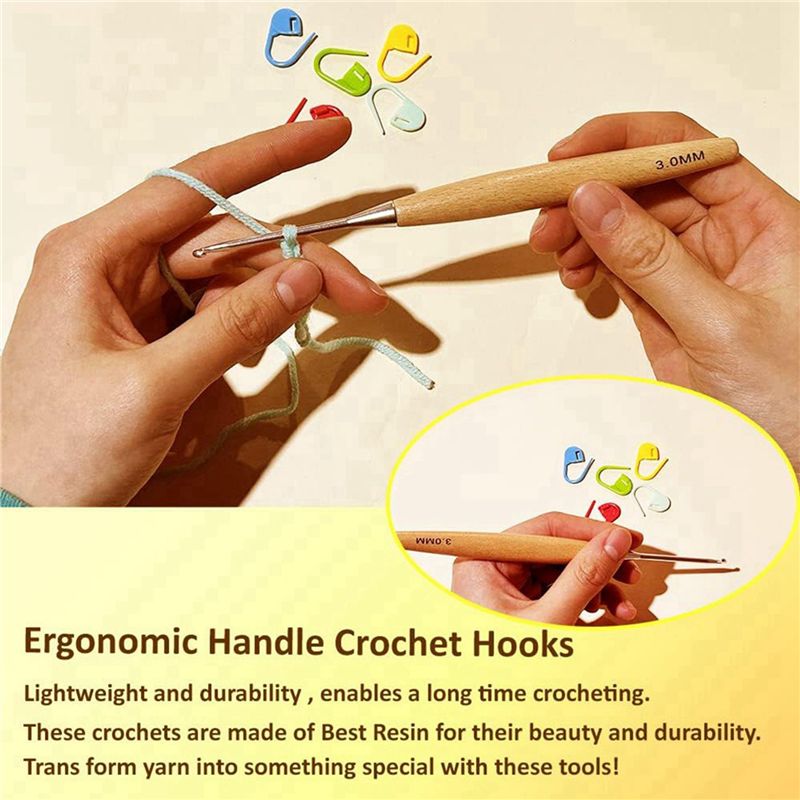 M12K-40 piezas, ganchos de gan - Wooden Crochet Hooks Ergonomic Handle reseña y precio
